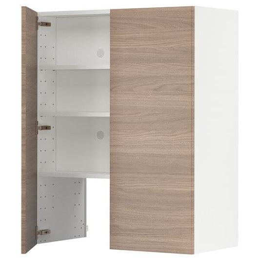 Ikea METOD - Hood wall unit with shelf/door, white/Brokhult light grey, ,
