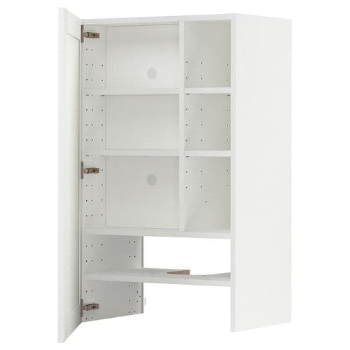 METOD - Wall cb f extr hood w shlf/door, white Enköping/white wood effect, 60x100 cm