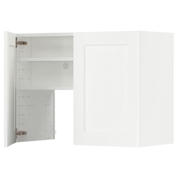 METOD - Wall cb f extr hood w shlf/door, white Enköping/white wood effect, 80x60 cm - best price from Maltashopper.com 39504387