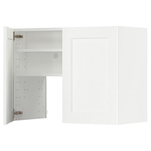 METOD - Wall cb f extr hood w shlf/door, white Enköping/white wood effect, 80x60 cm