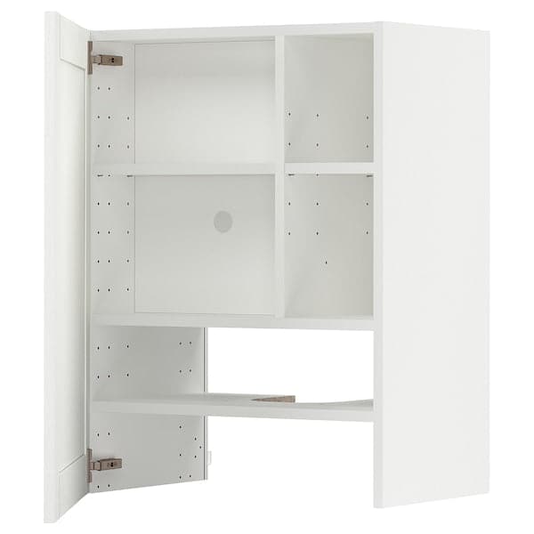 METOD - Wall cb f extr hood w shlf/door, white Enköping/white wood effect, 60x80 cm - best price from Maltashopper.com 49504443
