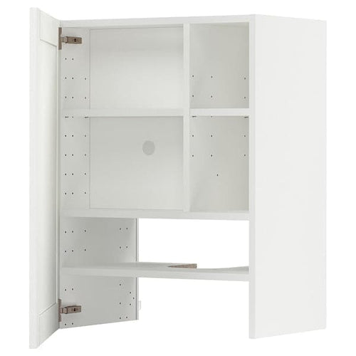 METOD - Wall cb f extr hood w shlf/door, white Enköping/white wood effect, 60x80 cm