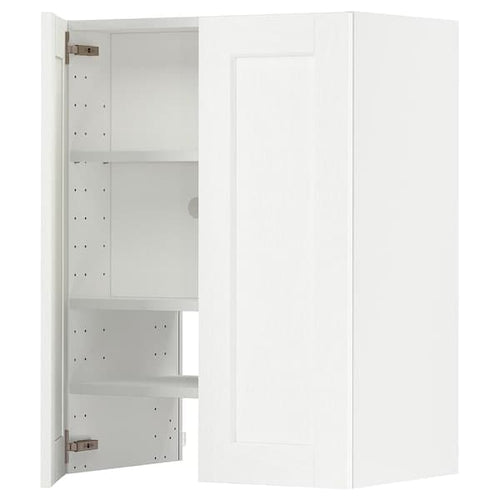 METOD - Wall cb f extr hood w shlf/door, white Enköping/white wood effect, 60x80 cm