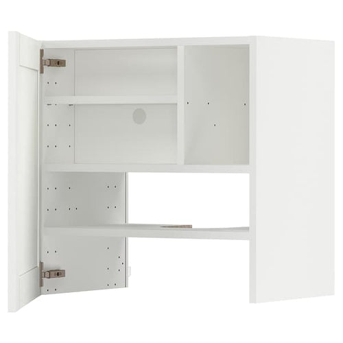 METOD - Wall cb f extr hood w shlf/door, white Enköping/white wood effect, 60x60 cm