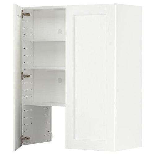 METOD wall cb f extr hood w shlf/door, white Enköping/white wood effect, 80x100 cm