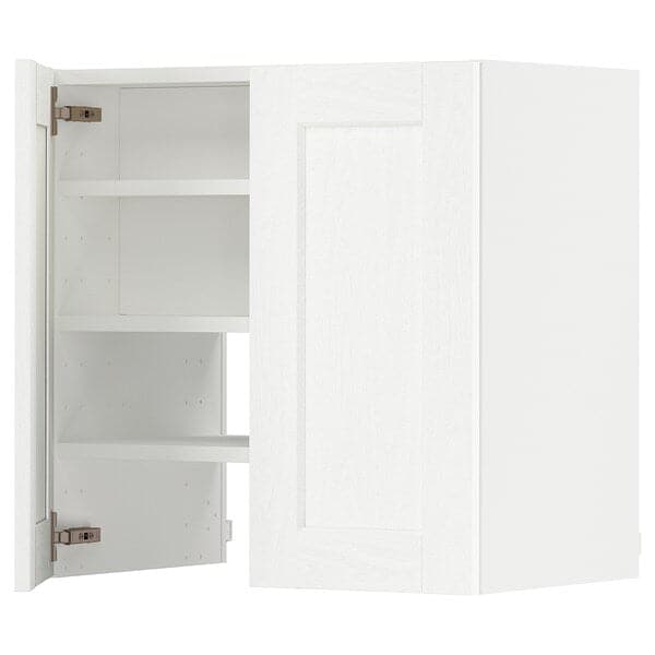 METOD - Wall cb f extr hood w shlf/door, white Enköping/white wood effect, 60x60 cm - best price from Maltashopper.com 09505246