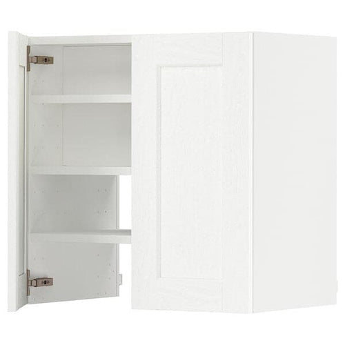 METOD - Wall cb f extr hood w shlf/door, white Enköping/white wood effect, 60x60 cm