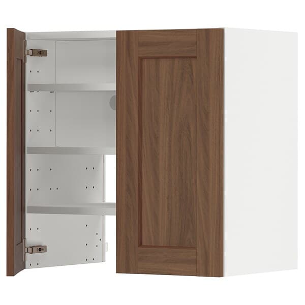 Ikea METOD - Wall cb f extr hood w shlf/door, white Enköping/brown walnut effect, 60x60 cm