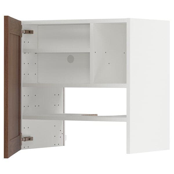 METOD - Wall cb f extr hood w shlf/door, white Enköping/brown walnut effect, 60x60 cm - best price from Maltashopper.com 49505310