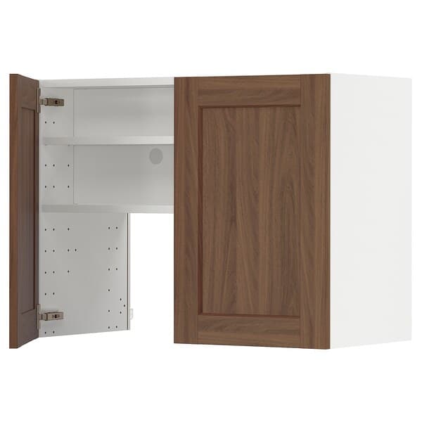 Ikea METOD - Wall cb f extr hood w shlf/door, white Enköping/brown walnut effect, 80x60 cm