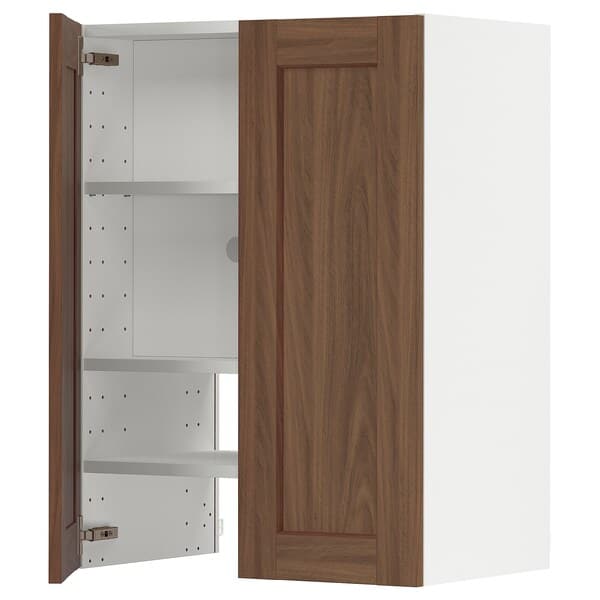 Ikea METOD - Wall cb f extr hood w shlf/door, white Enköping/brown walnut effect, 60x80 cm