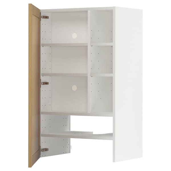 Ikea METOD - Wall cb f extr hood w shlf/door, white/Forsbacka oak, 60x100 cm