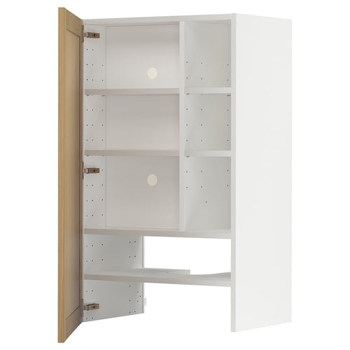 METOD - Wall cb f extr hood w shlf/door, white/Forsbacka oak, 60x100 cm