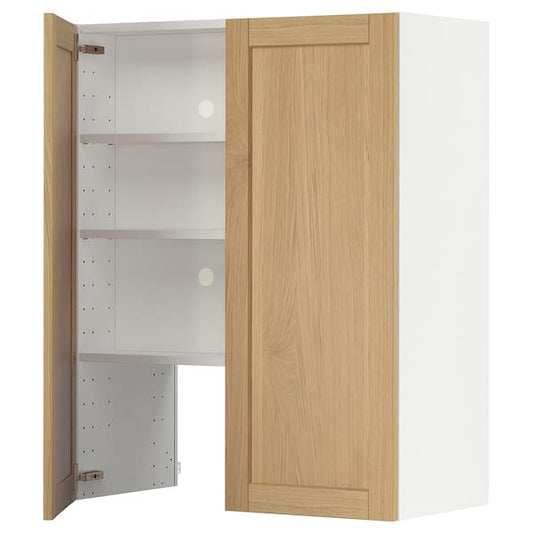 Ikea METOD - Wall cb f extr hood w shlf/door, white/Forsbacka oak, 80x100 cm