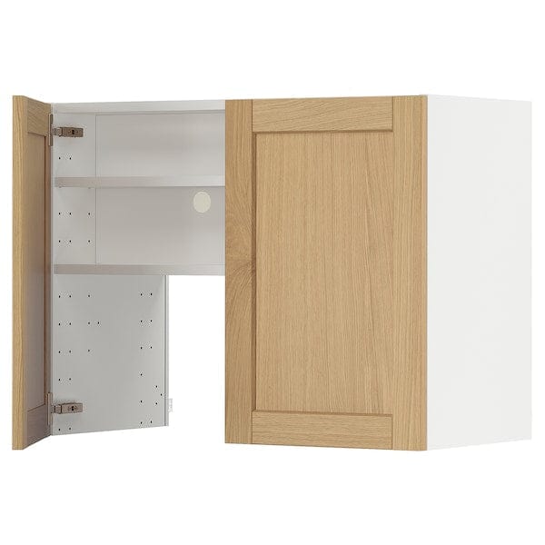 Ikea METOD - Wall cb f extr hood w shlf/door, white/Forsbacka oak, 80x60 cm