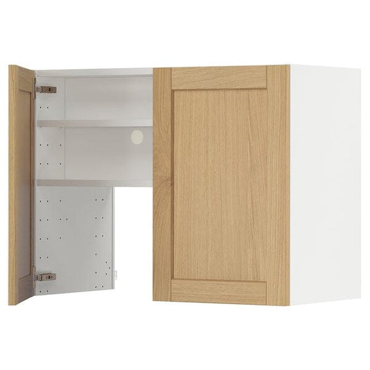 Ikea METOD - Wall cb f extr hood w shlf/door, white/Forsbacka oak, 80x60 cm