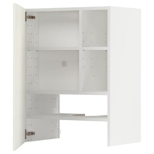 METOD - Wall cb f extr hood w shlf/door, white/Havstorp beige , 60x80 cm