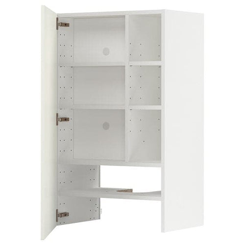 METOD - Wall cb f extr hood w shlf/door, white/Havstorp beige , 60x100 cm