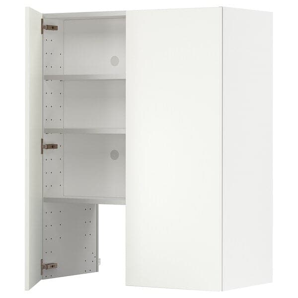 METOD - Wall cb f extr hood w shlf/door, white/Havstorp beige , 80x100 cm