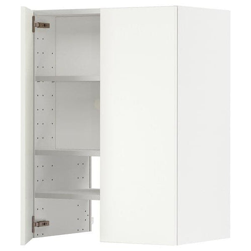 METOD - Wall cb f extr hood w shlf/door, white/Havstorp beige , 60x80 cm