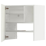 METOD wall cb f extr hood w shlf/door, white/Havstorp beige, 60x60 cm