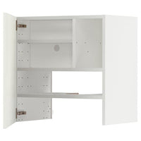 METOD wall cb f extr hood w shlf/door, white/Havstorp beige, 60x60 cm