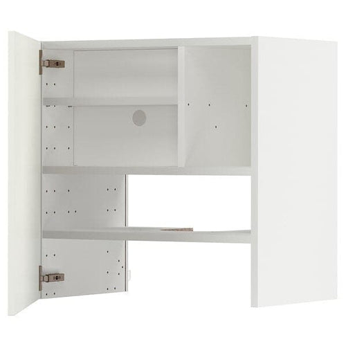 METOD - Wall cb f extr hood w shlf/door, white/Havstorp beige, 60x60 cm