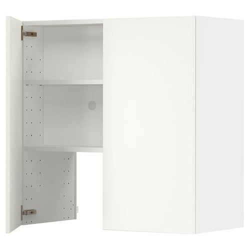 METOD - Wall cb f extr hood w shlf/door, white/Havstorp beige ,