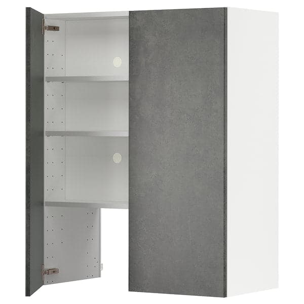 Ikea METOD - Hood wall unit with shelf/door, white/Kalhyttan dark grey concrete effect, , 80x100 cm