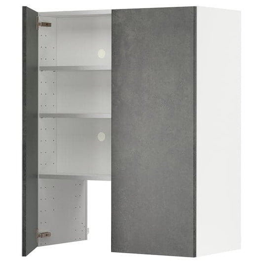 Ikea METOD - Hood wall unit with shelf/door, white/Kalhyttan dark grey concrete effect, , 80x100 cm