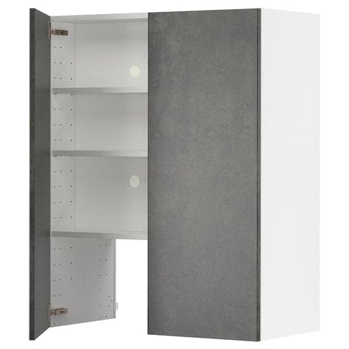 METOD - Hood wall unit with shelf/door, white/Kalhyttan dark grey concrete effect, , 80x100 cm