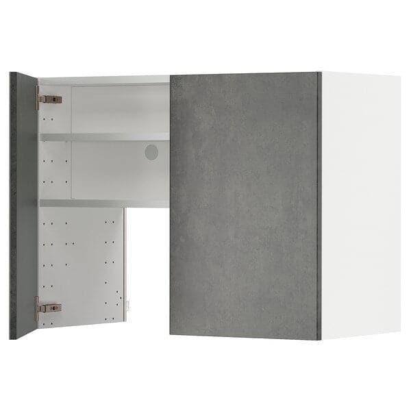 Ikea METOD - Hood wall unit with shelf/door, white/Kalhyttan dark grey concrete effect, , 80x60 cm
