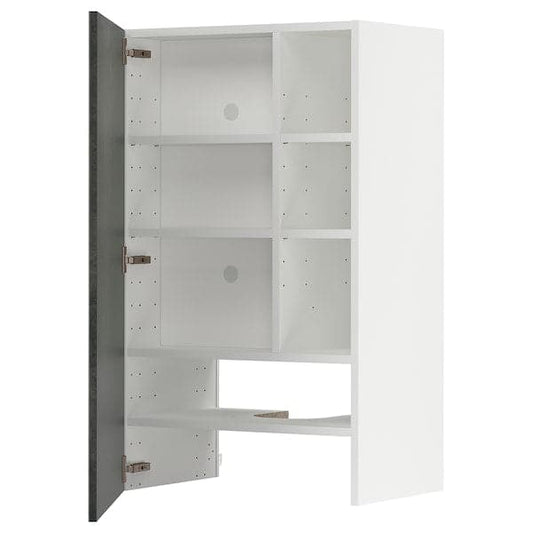 METOD - Hood wall unit with shelf/door, white/Kalhyttan dark grey concrete effect, , 60x100 cm - best price from Maltashopper.com 69504215
