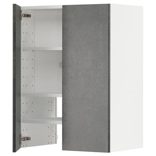 Ikea METOD - Hood wall unit with shelf/door, white/Kalhyttan dark grey concrete effect, , 60x80 cm