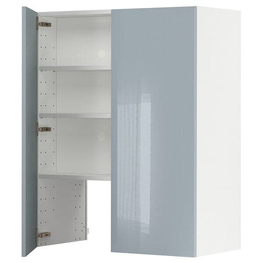Ikea METOD - Wall cb f extr hood w shlf/door, white/Kallarp light grey-blue, 80x100 cm