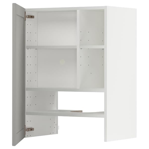 Ikea METOD - Wall cb f extr hood w shlf/door, white/Lerhyttan light grey, 60x80 cm