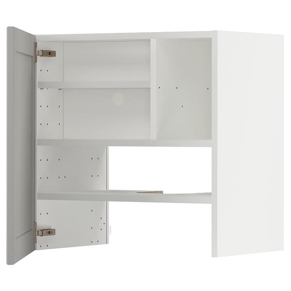 METOD - Wall cb f extr hood w shlf/door, white/Lerhyttan light grey, 60x60 cm - best price from Maltashopper.com 29505330