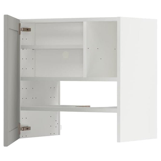 METOD - Wall cb f extr hood w shlf/door, white/Lerhyttan light grey, 60x60 cm - best price from Maltashopper.com 29505330