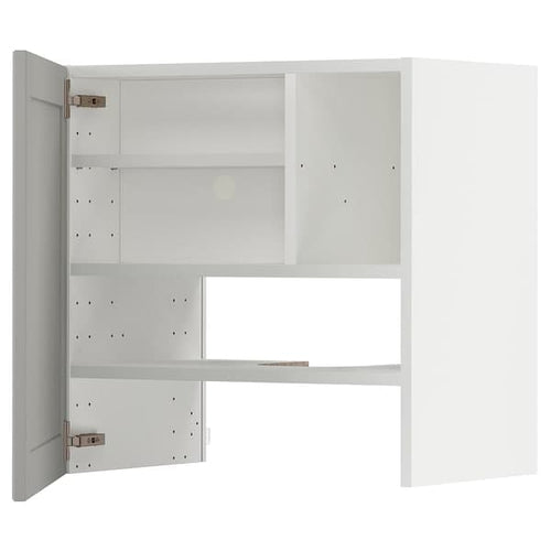 METOD - Wall cb f extr hood w shlf/door, white/Lerhyttan light grey, 60x60 cm