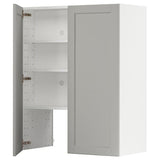 METOD wall cb f extr hood w shlf/door, white/Lerhyttan light grey, 80x100 cm