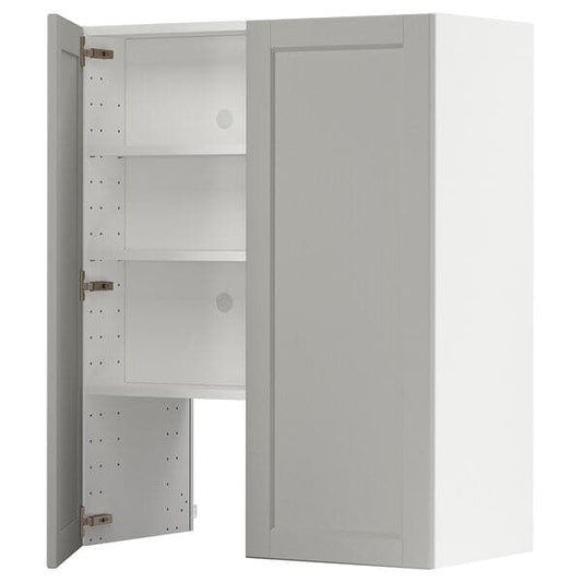Ikea METOD - Wall cb f extr hood w shlf/door, white/Lerhyttan light grey , 80x100 cm