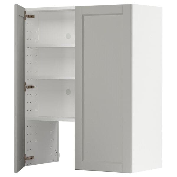 METOD - Wall cb f extr hood w shlf/door, white/Lerhyttan light grey , 80x100 cm