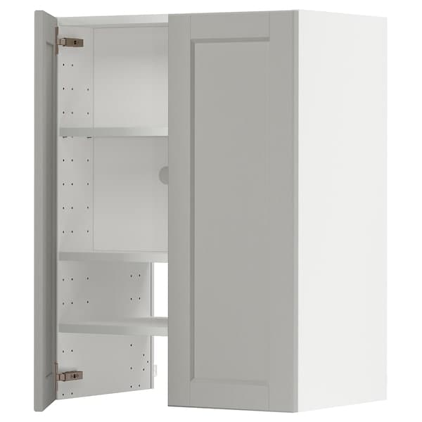 Ikea METOD - Wall cb f extr hood w shlf/door, white/Lerhyttan light grey , 60x80 cm