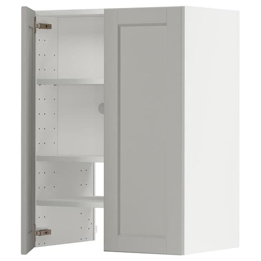 Ikea METOD - Wall cb f extr hood w shlf/door, white/Lerhyttan light grey , 60x80 cm