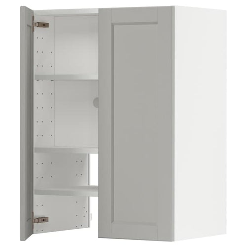 METOD - Wall cb f extr hood w shlf/door, white/Lerhyttan light grey , 60x80 cm