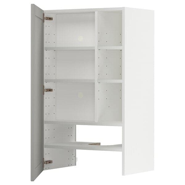 Ikea METOD - Wall cb f extr hood w shlf/door, white/Lerhyttan light grey , 60x100 cm