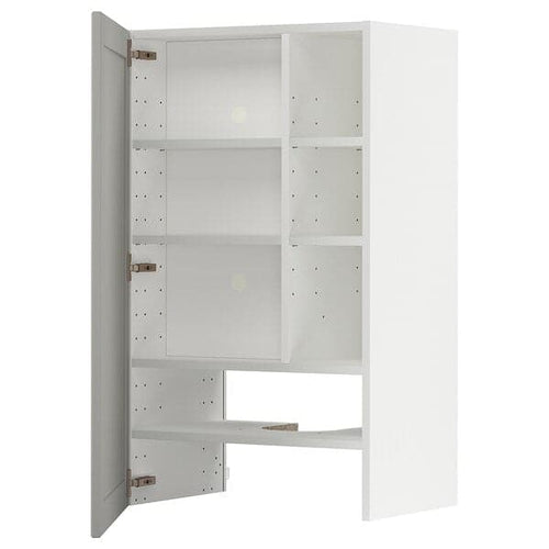 METOD - Wall cb f extr hood w shlf/door, white/Lerhyttan light grey , 60x100 cm