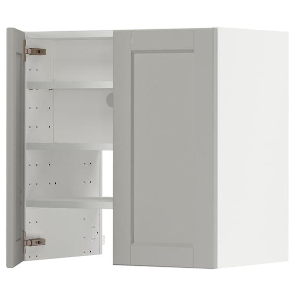 Ikea METOD - Wall cb f extr hood w shlf/door, white/Lerhyttan light grey , 60x60 cm