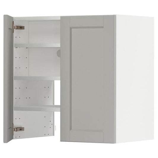 Ikea METOD - Wall cb f extr hood w shlf/door, white/Lerhyttan light grey , 60x60 cm