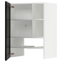 METOD wall cb f extr hood w shlf/door, white/Lerhyttan black stained, 60x80 cm